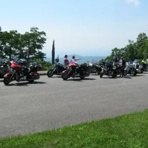 Motorcycles parked at Blue Ridge Parkway Overlook